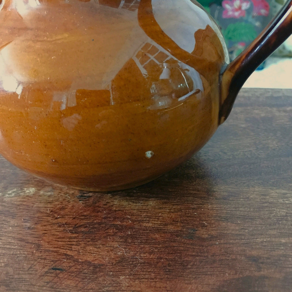 Grande cafetière vintage années 70 en céramique marron de St Clément par Hello Broc brocante en ligne