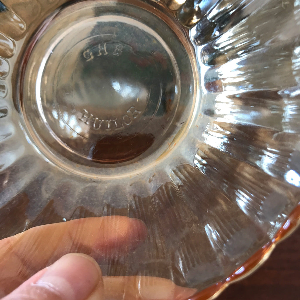 Lot de 4 coupelles vintage en verre moulé irisé orange Huilor par Hello Broc brocante en ligne