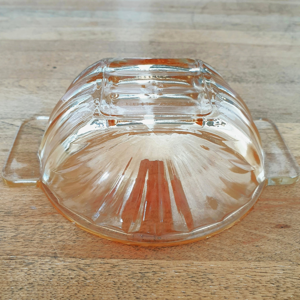 Lot de 4 coupelles en verre moulé irisé jaune orangé à anses Huilor Croix Verte par Hello Broc brocante en ligne