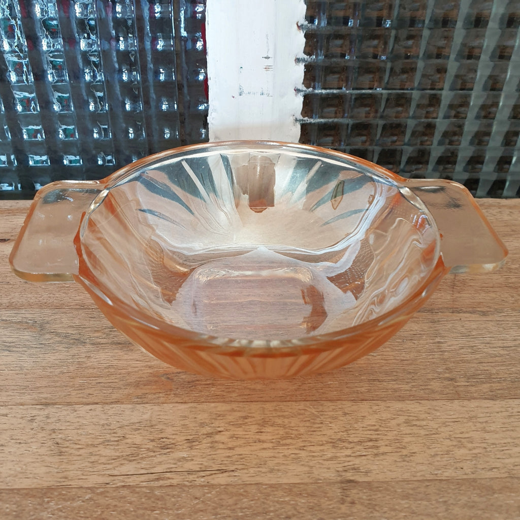 Lot de 4 coupelles en verre moulé irisé jaune orangé à anses Huilor Croix Verte par Hello Broc brocante en ligne