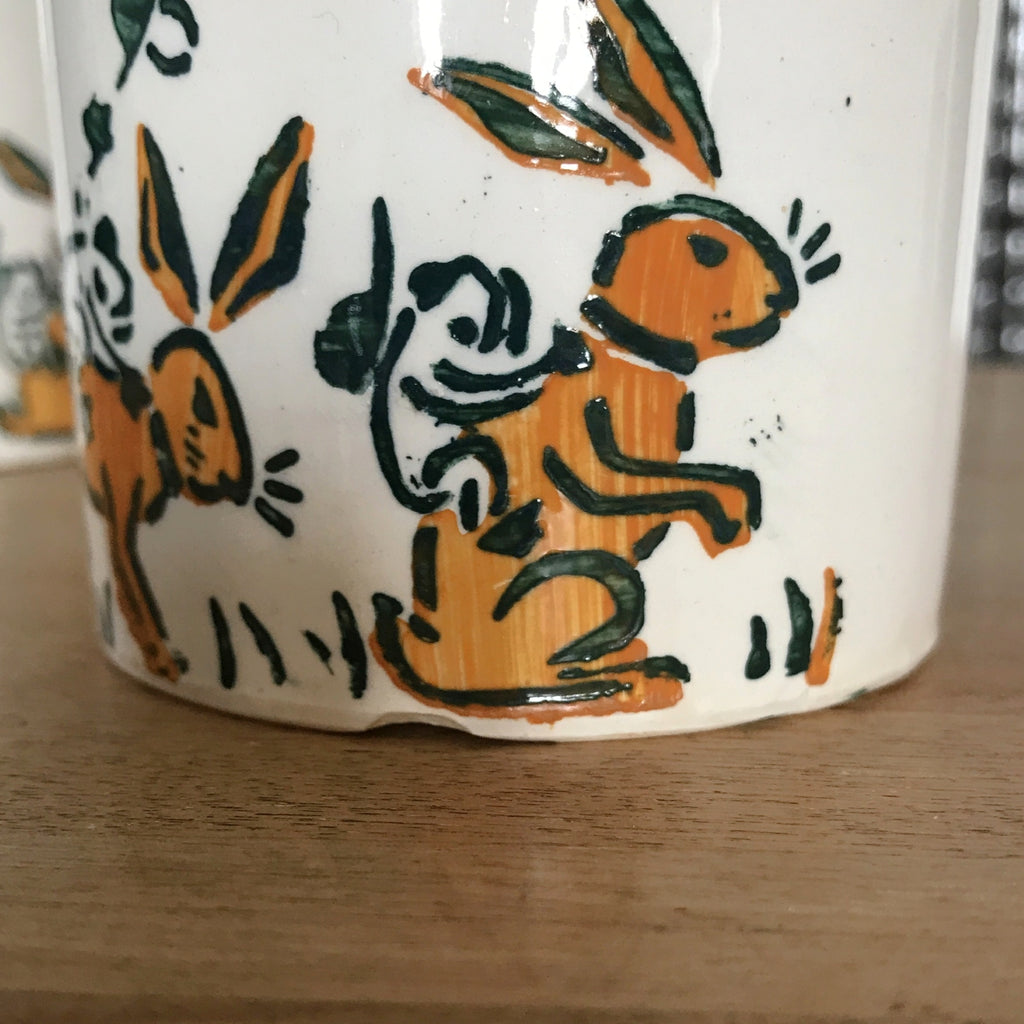 Ensemble de 2 pots à épices anciens sans couvercle Faïencerie Nouvelle Givors France Circa 1930 Art Deco par Hello Broc brocante en ligne
