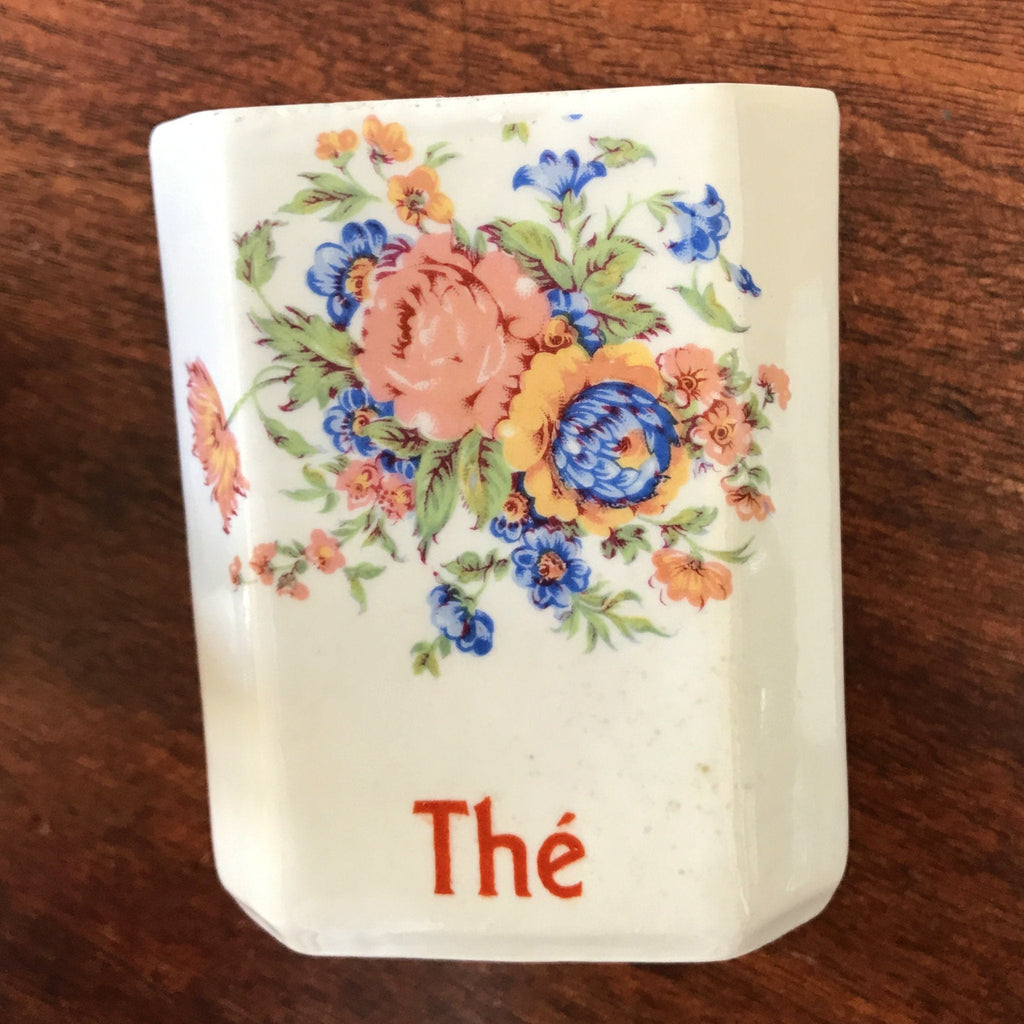 Ensemble de 4 pots à épices en faïence fine et décor fleurs multicolores Circa 1930 par Hello Broc brocante en ligne