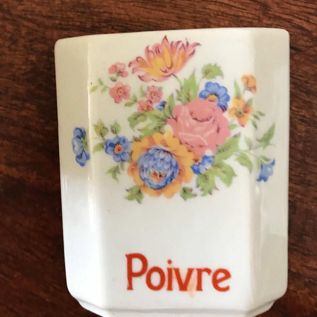 Ensemble de 4 pots à épices en faïence fine et décor fleurs multicolores Circa 1930 par Hello Broc brocante en ligne