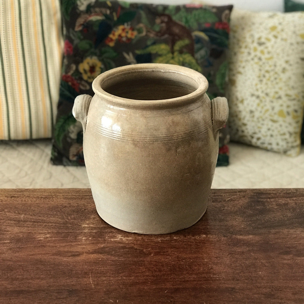 Grand et ancien pot à confit ou à graisse début XXème siècle en grès vernissé de 5 Litres par Hello Broc brocante en ligne
