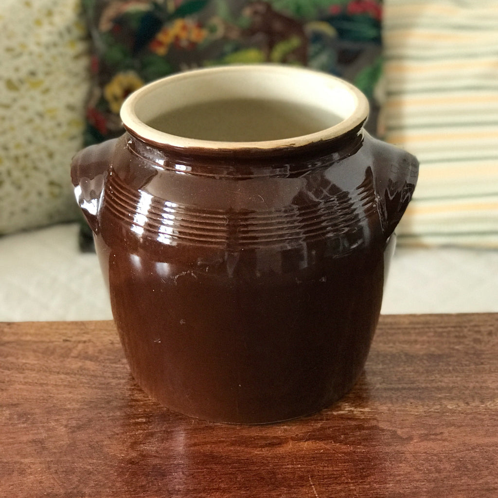 Grand pot à graisse en grès vernissé marron de 5 litres Digoin par Hello Broc brocante en ligne