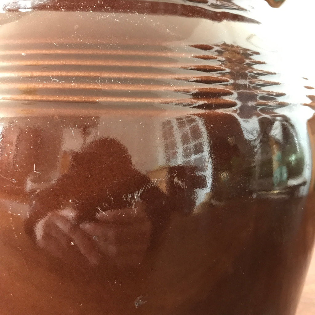 Grand pot à graisse en grès vernissé marron de 5 litres Digoin par Hello Broc brocante en ligne