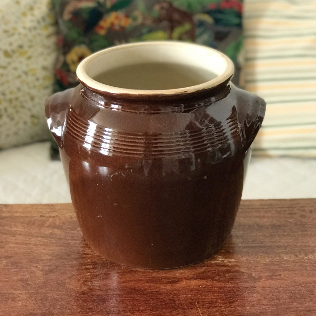 Grand pot à graisse en grès vernissé marron de 5 litres Digoin par Hello Broc brocante en ligne