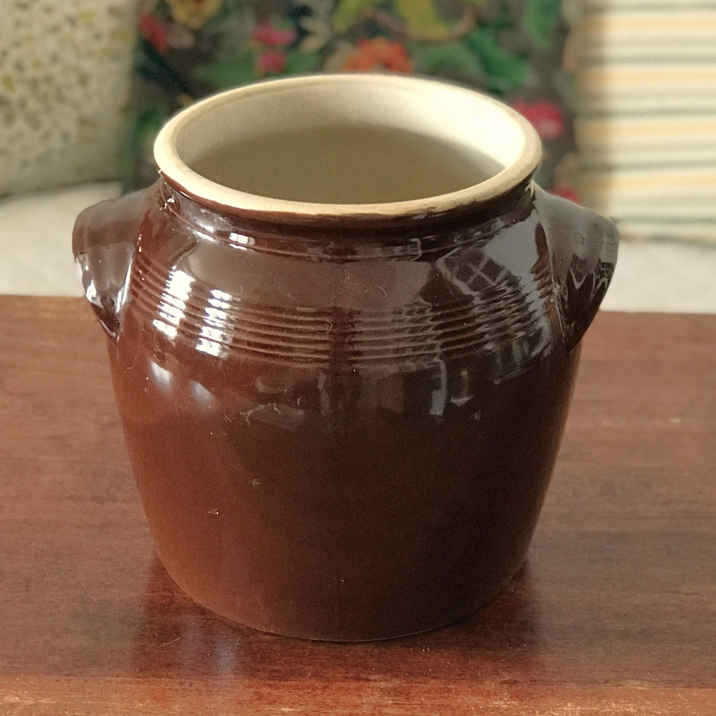 Grand pot à graisse en grès vernissé marron de 5 litres Digoin par Hello Broc brocante en ligne