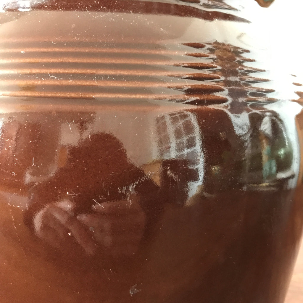 Grand pot à graisse en grès vernissé marron de 5 litres Digoin par Hello Broc brocante en ligne