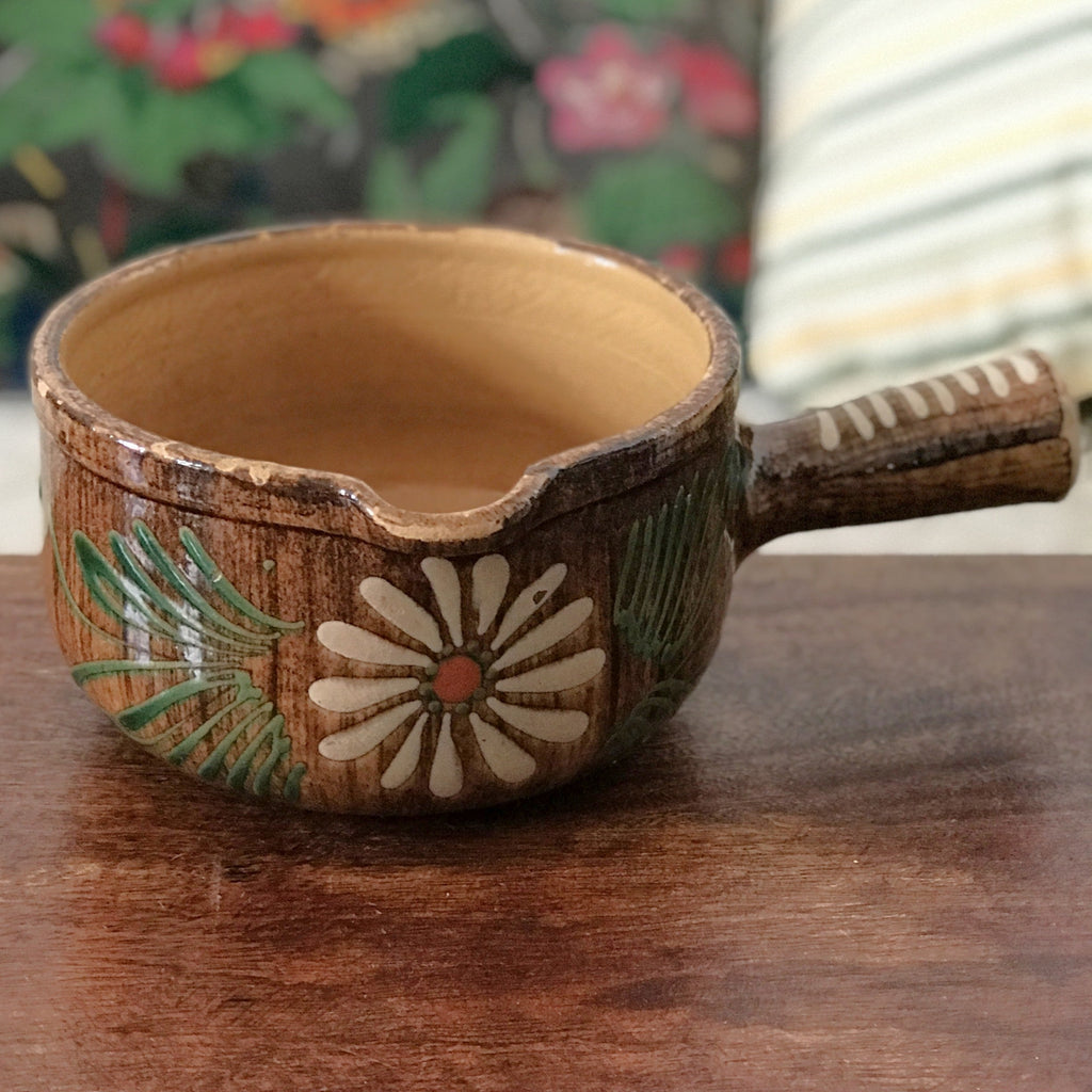 Caquelon cassolette vintage en grès vernissé d'Alsace Soufflenheim France par Hello Broc brocante en ligne