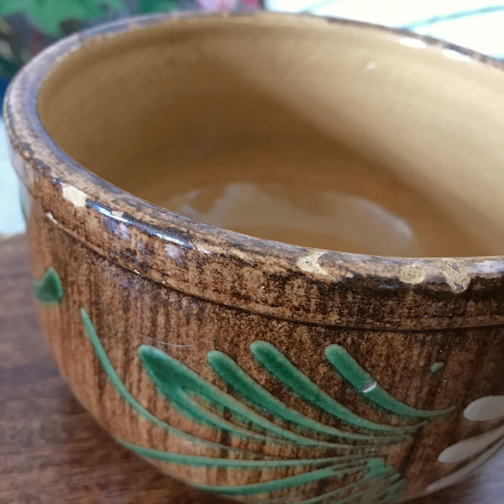 Caquelon cassolette vintage en grès vernissé d'Alsace Soufflenheim France par Hello Broc brocante en ligne
