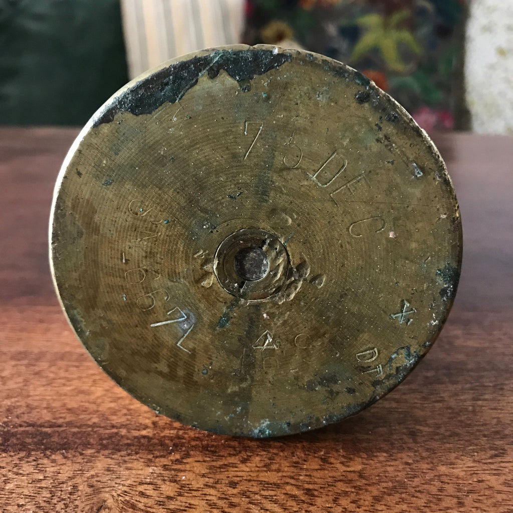 Paire douilles obus d'artillerie 1914 - 1918 gravé Roses - Art Nouveau par Hello Broc brocante en ligne