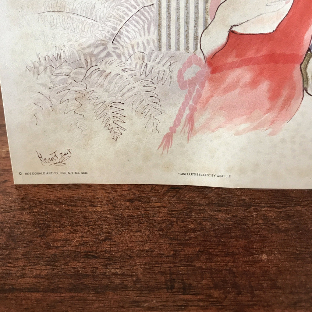 Lithographie de mode années 70 rehaussée pastel, aquarelle et stylo - Hello Broc