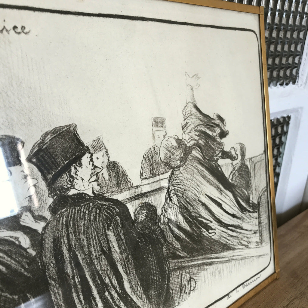 Lithographie d'Honoré Daumier Les Gens de Justice - Une péroraison à la Démosthène - Hello Broc