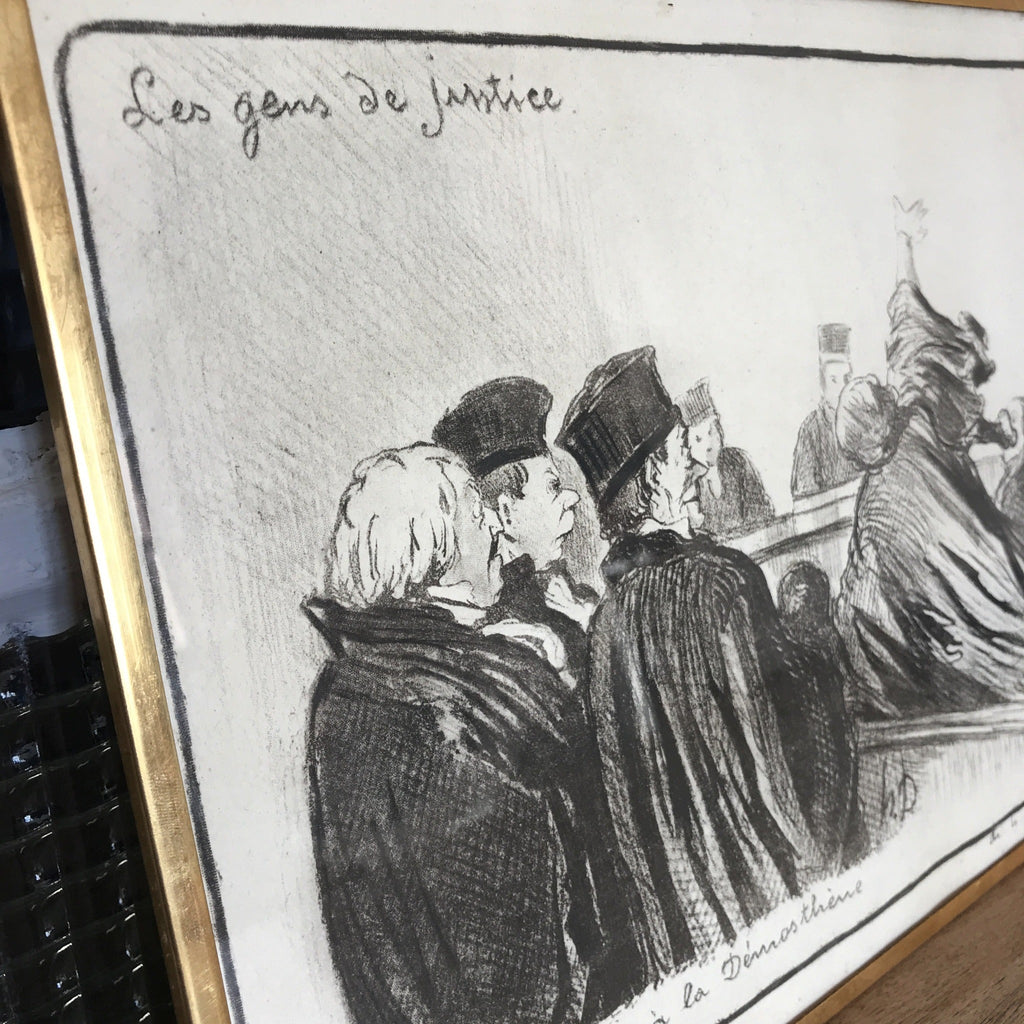 Lithographie d'Honoré Daumier Les Gens de Justice - Une péroraison à la Démosthène - Hello Broc