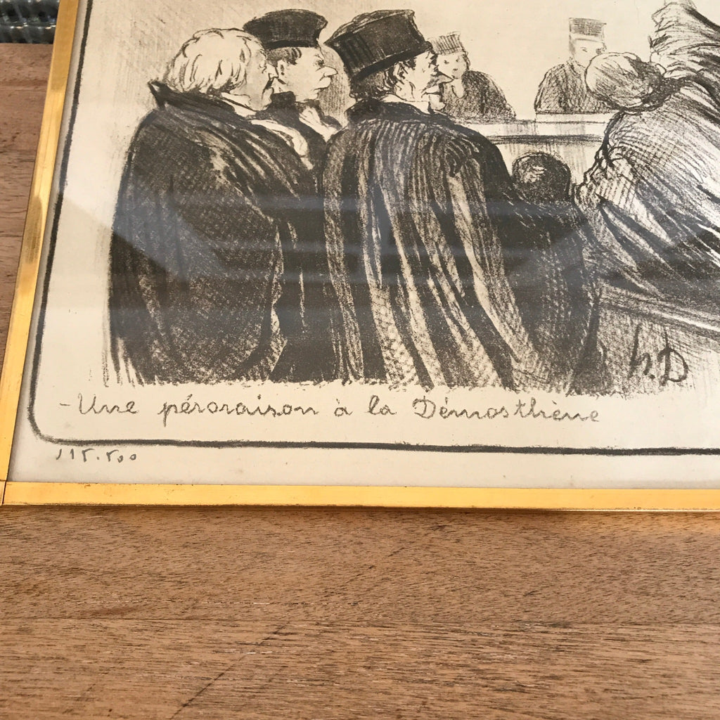 Lithographie d'Honoré Daumier Les Gens de Justice - Une péroraison à la Démosthène - Hello Broc