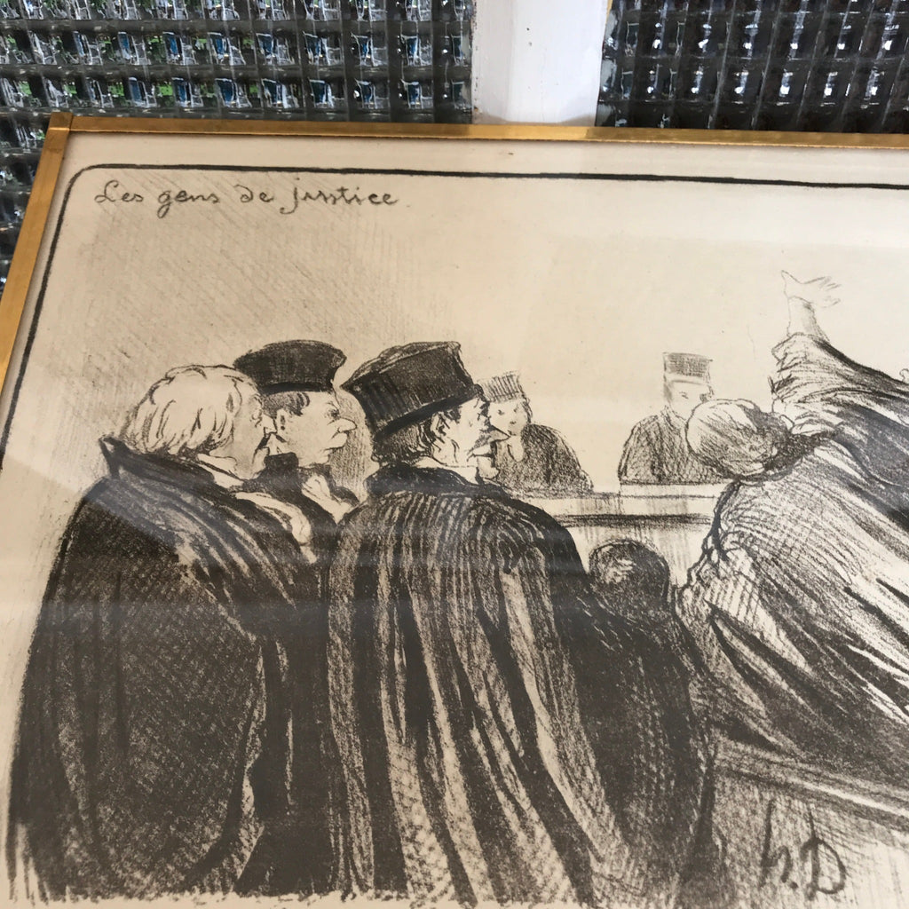 Lithographie d'Honoré Daumier Les Gens de Justice - Une péroraison à la Démosthène - Hello Broc
