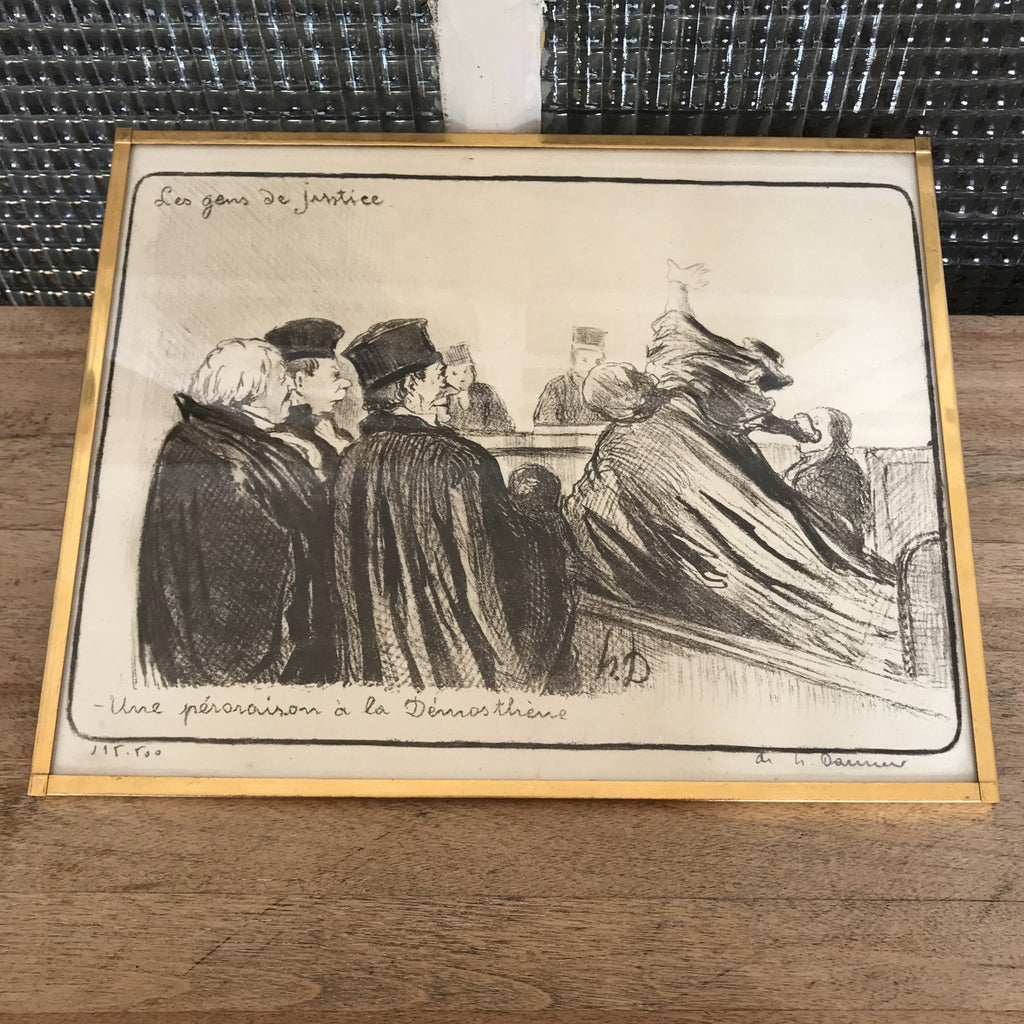 Lithographie d'Honoré Daumier Les Gens de Justice - Une péroraison à la Démosthène - Hello Broc