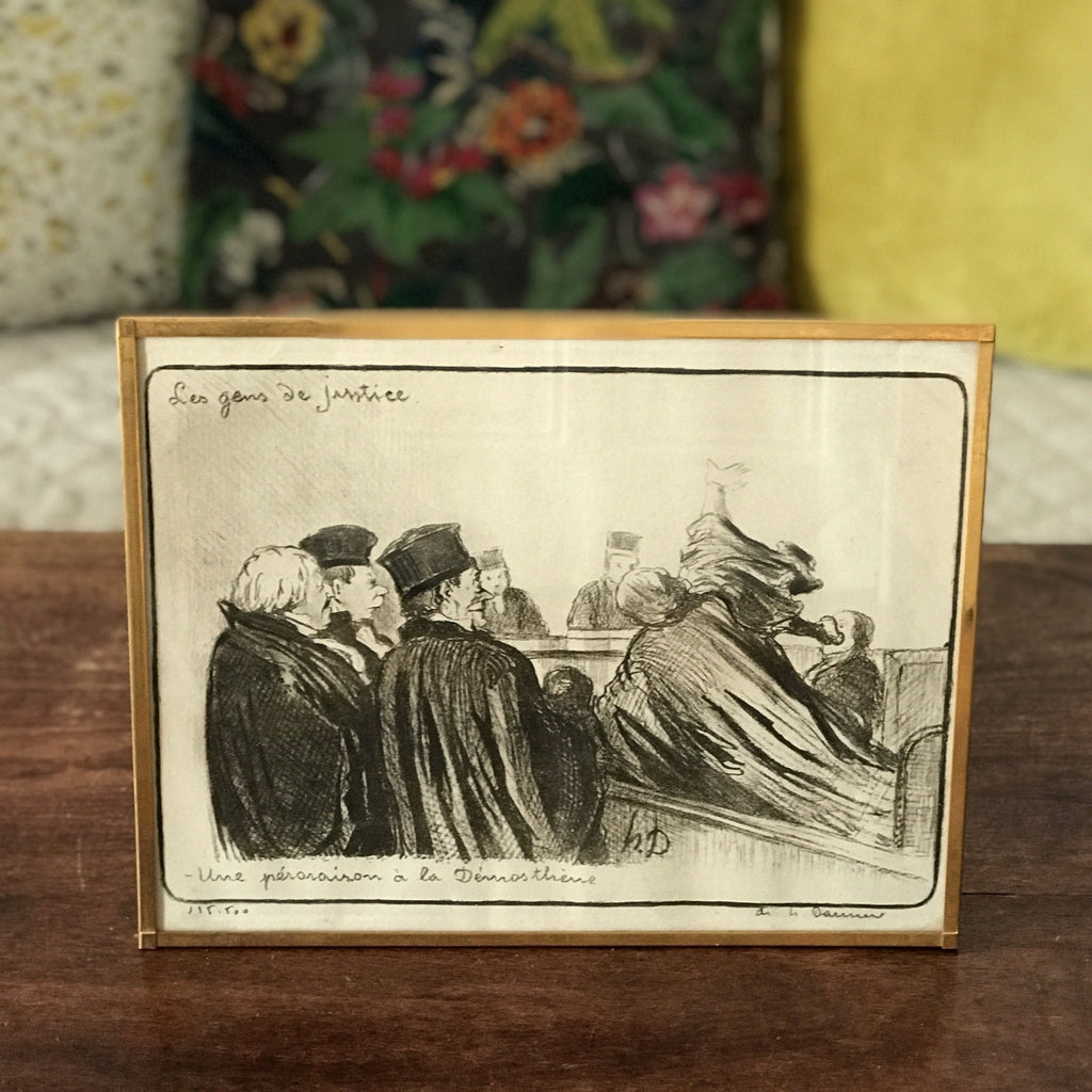 Lithographie d'Honoré Daumier Les Gens de Justice - Une péroraison à la Démosthène - Hello Broc