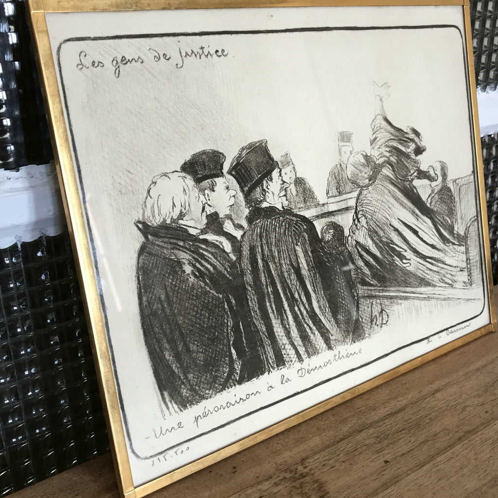 Lithographie d'Honoré Daumier Les Gens de Justice - Une péroraison à la Démosthène - Hello Broc