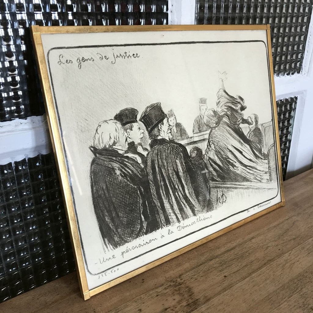 Lithographie d'Honoré Daumier Les Gens de Justice - Une péroraison à la Démosthène - Hello Broc