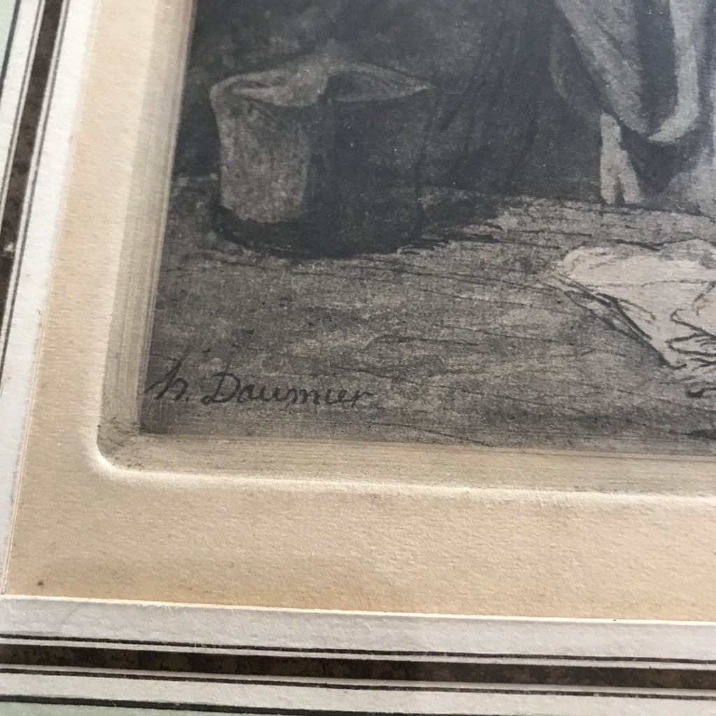 Estampe encadrée en bois d'un dessin signé Honoré Daumier Une Cause Criminelle - Hello Broc