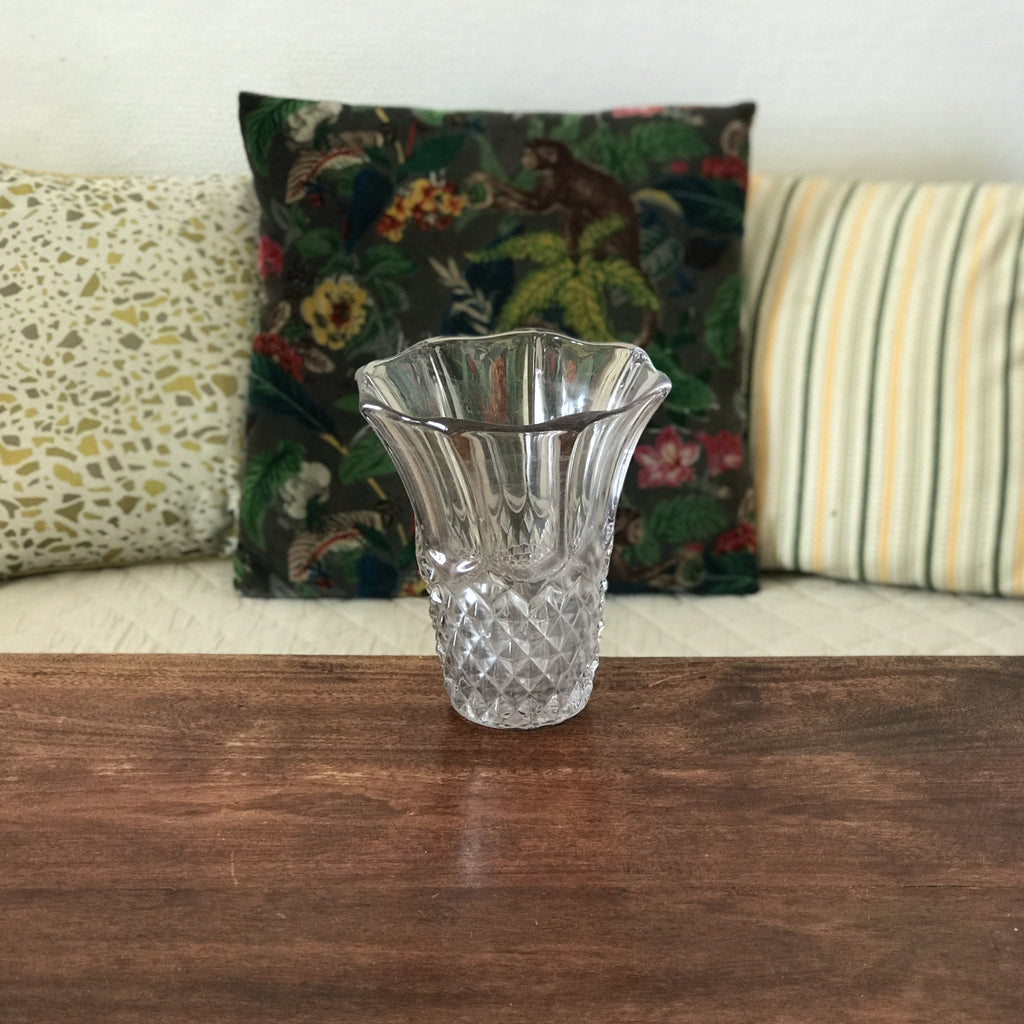 Grand vase évasé années 50 en verre moulé - Hello Broc