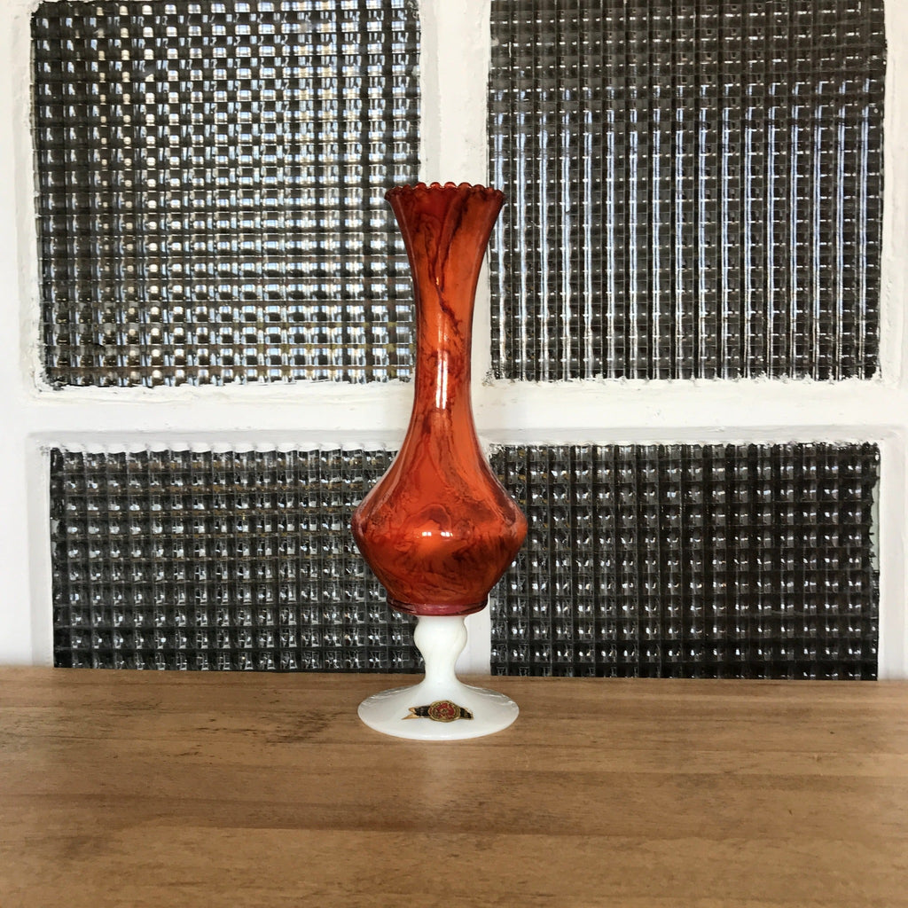 Soliflore orange en verre opalin italien - Hello Broc