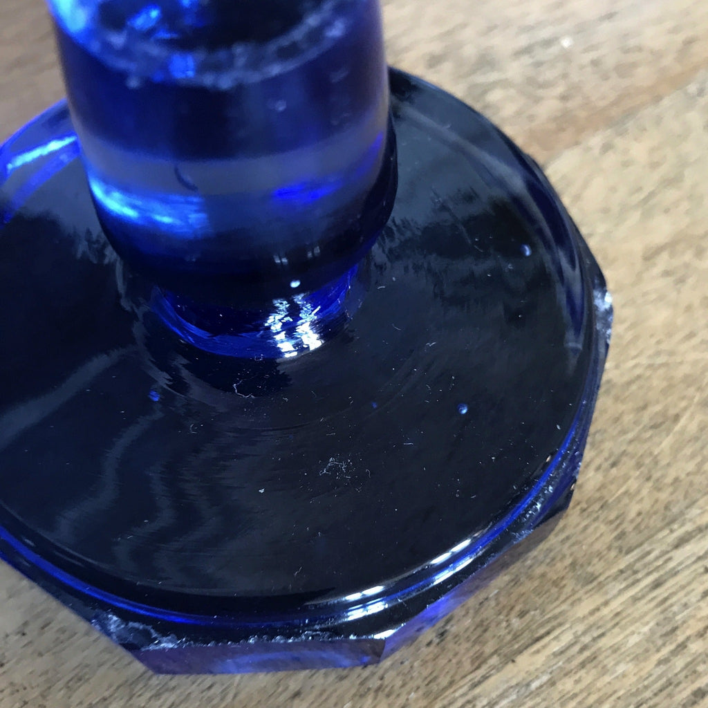 Ensemble garniture de toilette en verre moulé bleu - Hello Broc