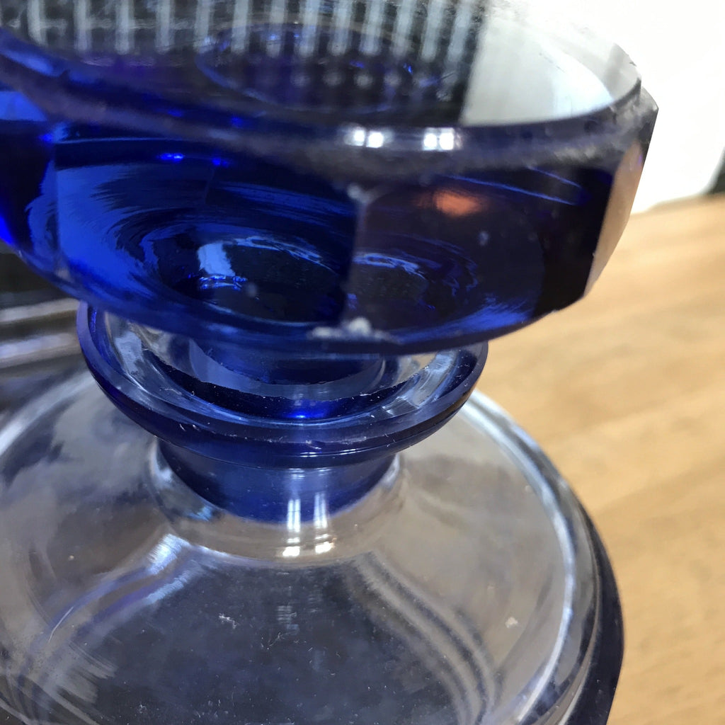 Ensemble garniture de toilette en verre moulé bleu - Hello Broc