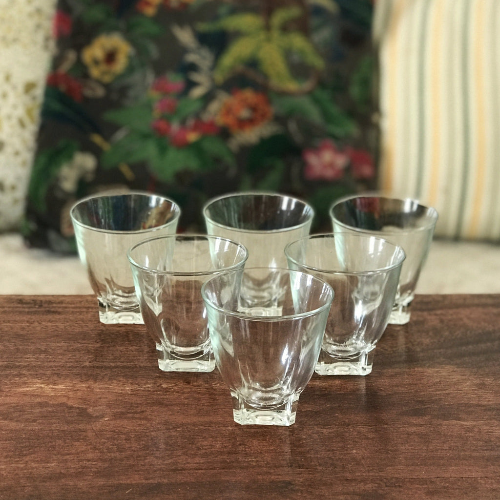 Lot de 4 ou 6 verres gobelets à eau évasés base carrée - Hello Broc