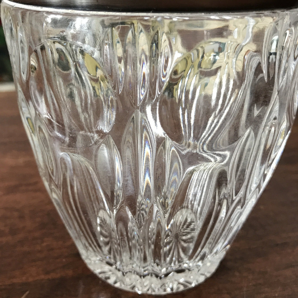 Petit seau à glace vintage en verre moulé paroi en relief et acier chromé par Hello Broc brocante en ligne