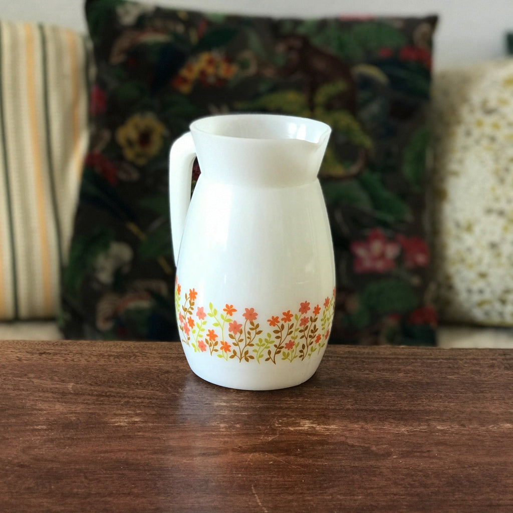 Pichet vintage publicitaire Shell verre opalin blanc 1L par Hello Broc brocante en ligne