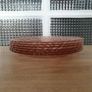 Lot de 6 assiettes plates en verre moulé rose Luminarc Arcoroc modèle Rosaline - Hello Broc