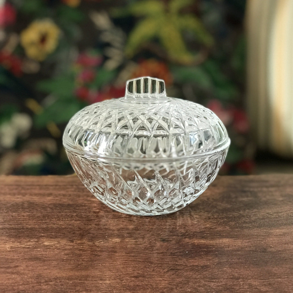 Bonbonnière drageoir en verre moulé incolore - Hello Broc