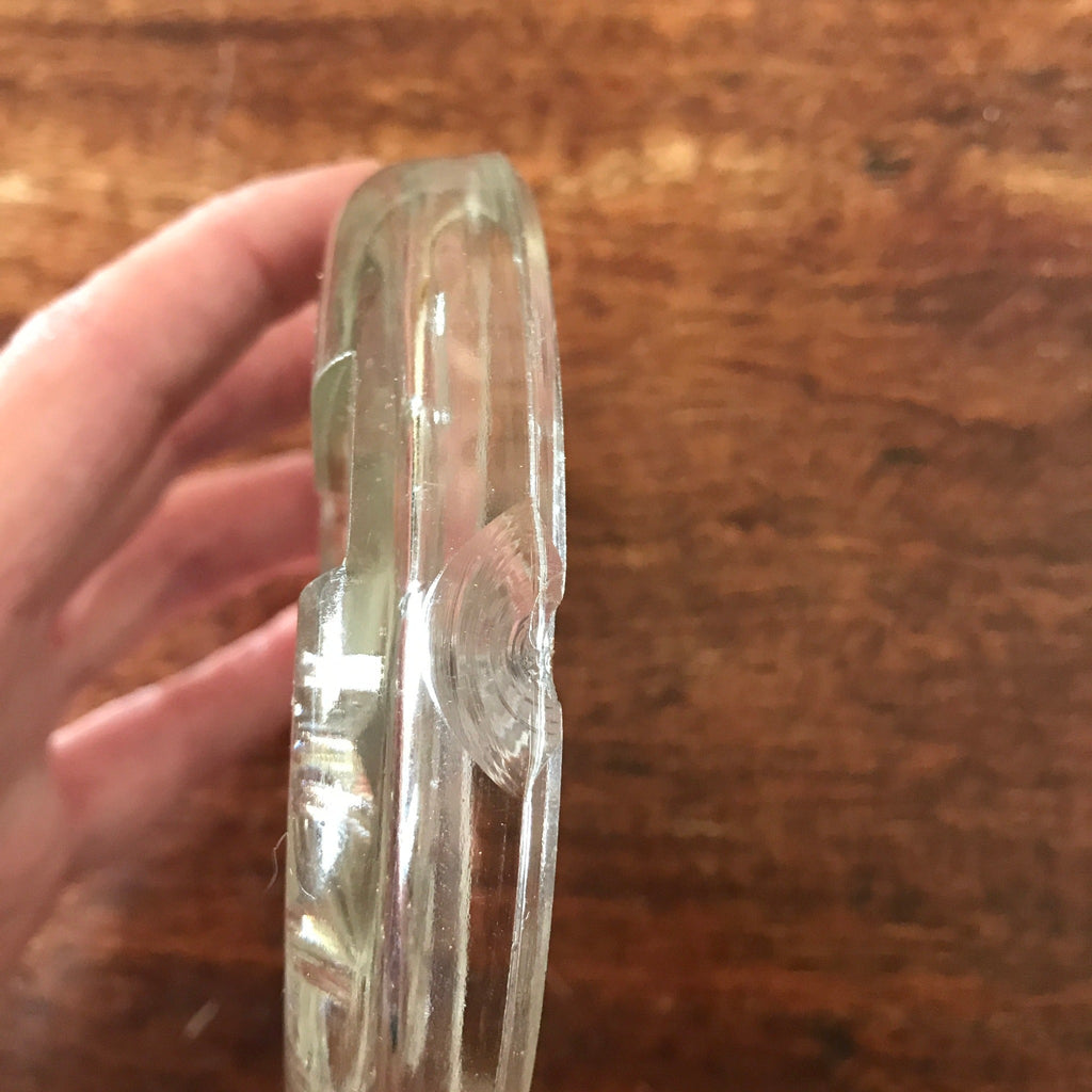 Grand bocal vintage 1 litre en verre moulé et son couvercle par Hello Broc brocante en ligne