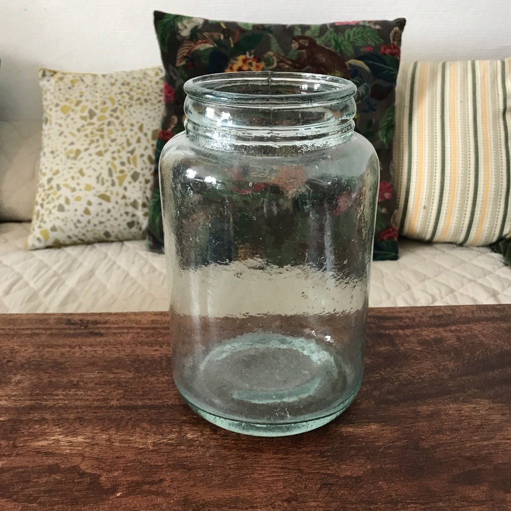 Grande bonbonnière en verre moulé bleuté sans couvercle - Hello Broc