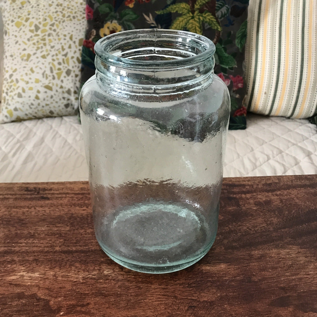 Grande bonbonnière en verre moulé bleuté sans couvercle - Hello Broc