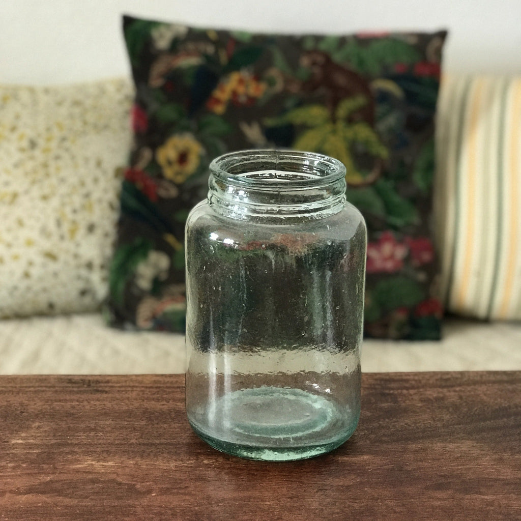 Grande bonbonnière en verre moulé bleuté sans couvercle - Hello Broc