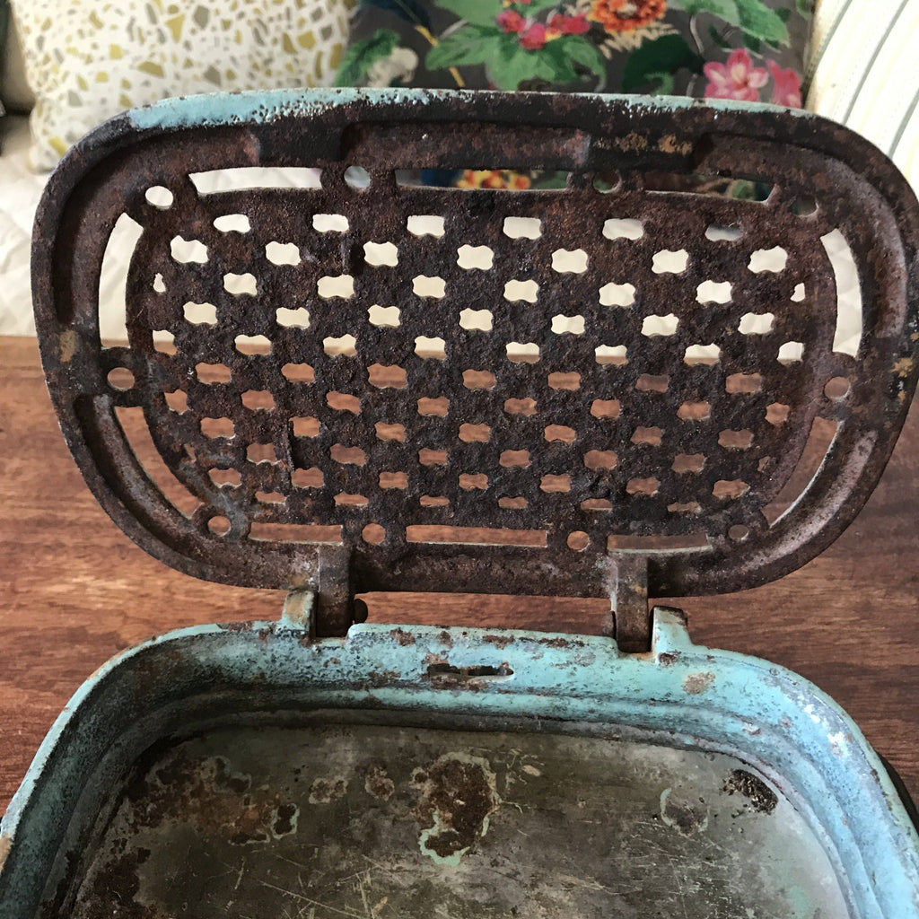 Chaufferette réchaud portable en fonte émaillée vert céladon - Hello Broc