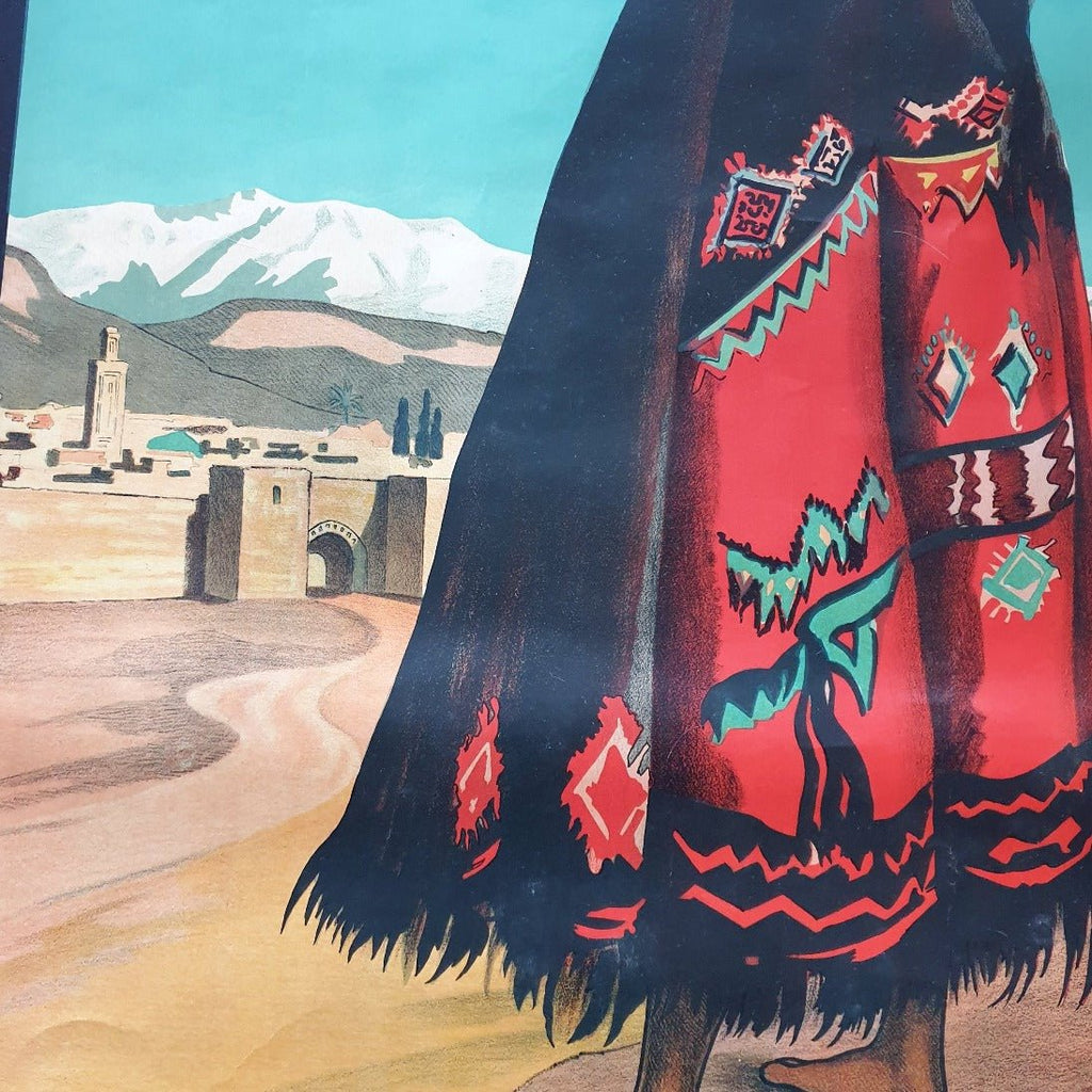 Affiche publicitaire vintage ' Venez au Maroc ' d'après Gabriel Rousseau Circa 1950 1960 - Hello Broc