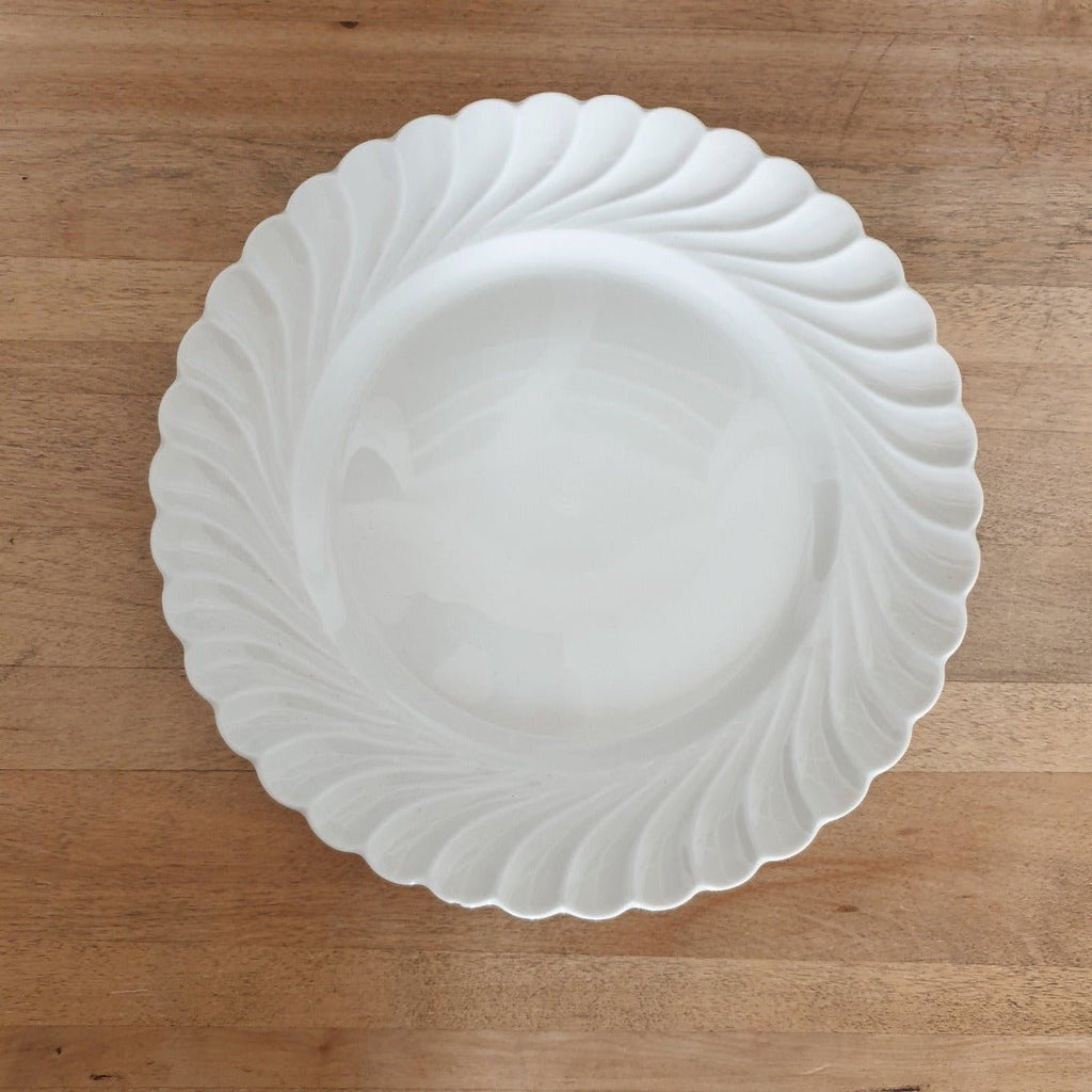 Assiette plate grande en porcelaine blanche de Limoges Haviland modèle Torse d. 24 cm - Hello Broc