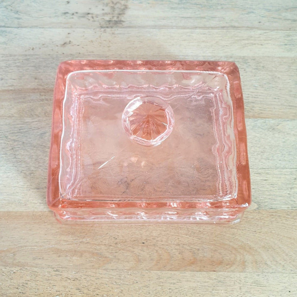 Beurrier rectangulaire en verre moulé rose - Hello Broc