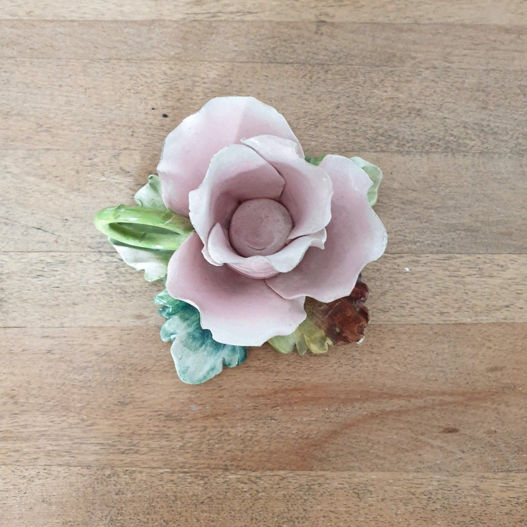 Bougeoir de table en porcelaine fine d'Italie représentant une rose - Hello Broc
