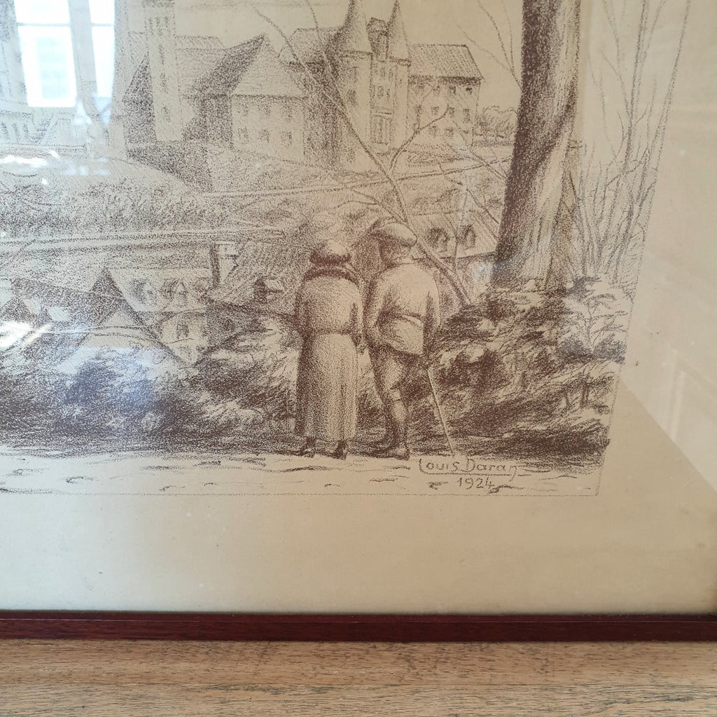 Dessin au crayon de Louis Daran daté de 1924 - vue du château de Pau - Hello Broc