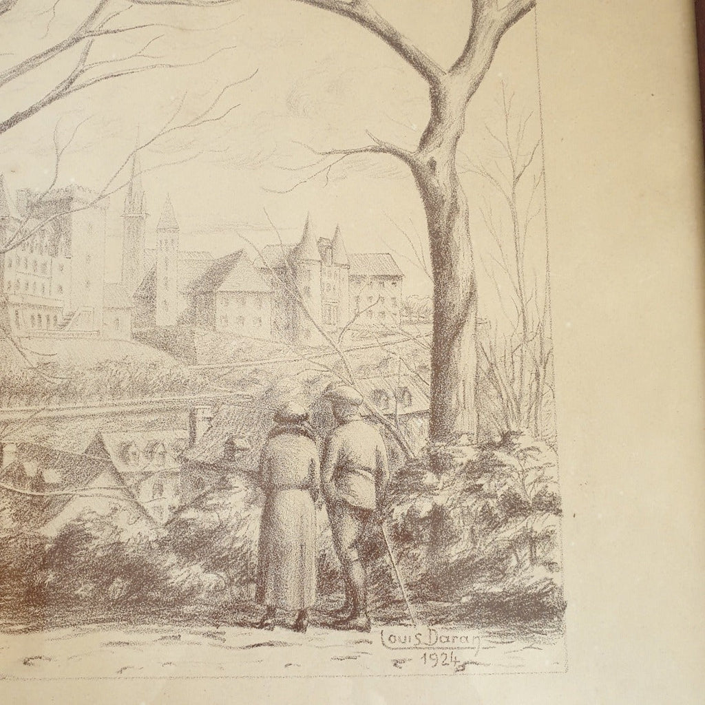 Dessin au crayon de Louis Daran daté de 1924 - vue du château de Pau - Hello Broc