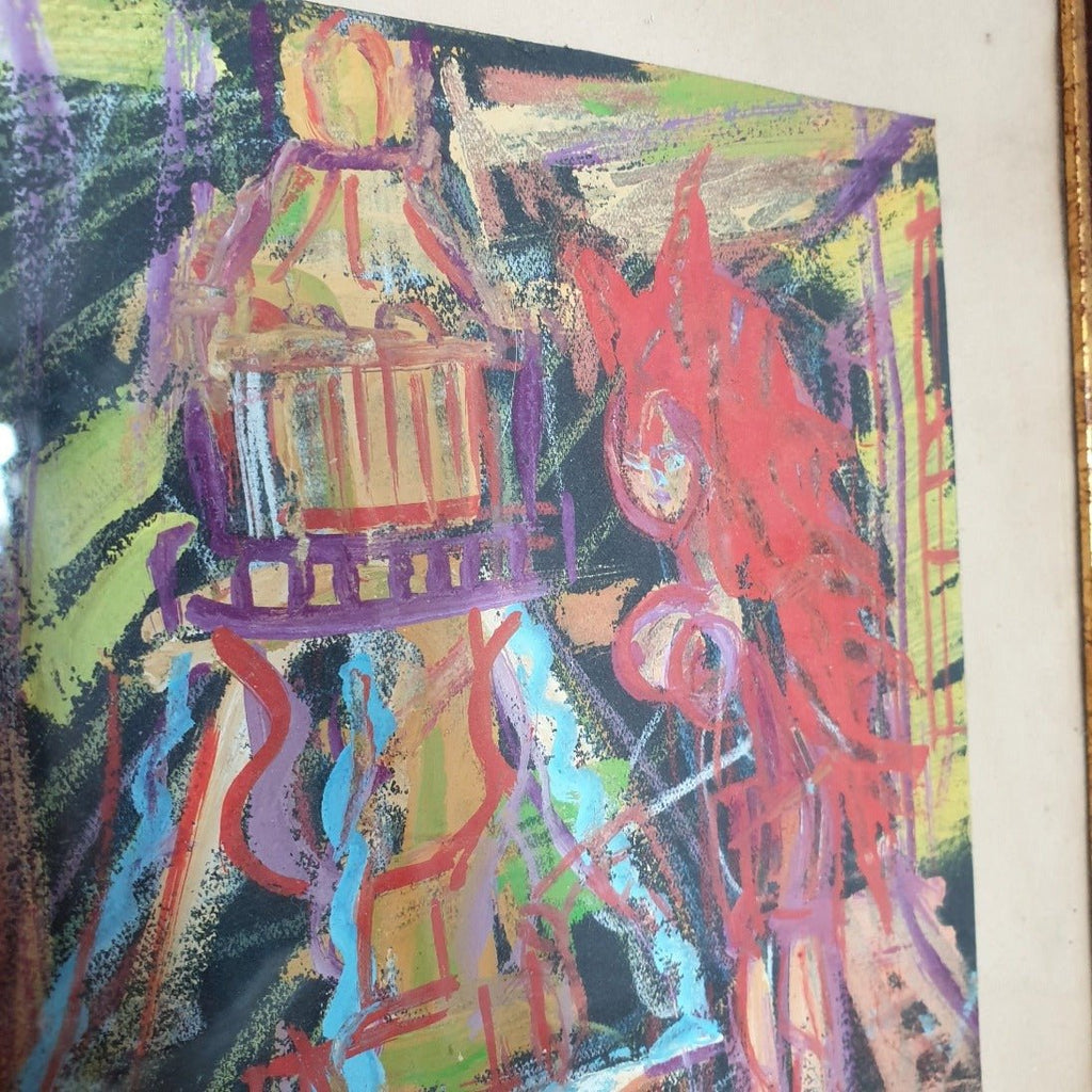 Dessin au pastel de François Ozenda années 60 à 70 dans son cadre - Hello Broc