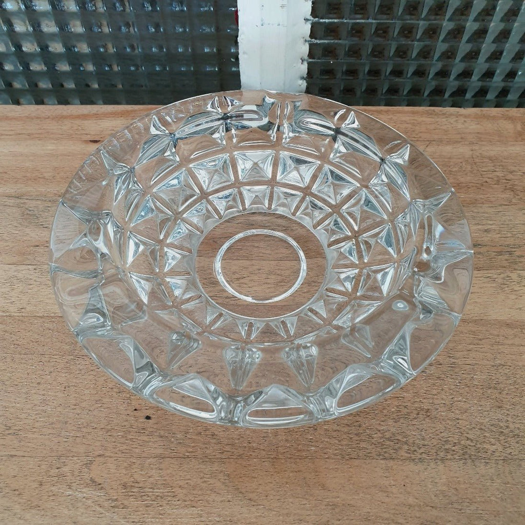 Elégant et grand cendrier rond en cristal moulé - Hello Broc