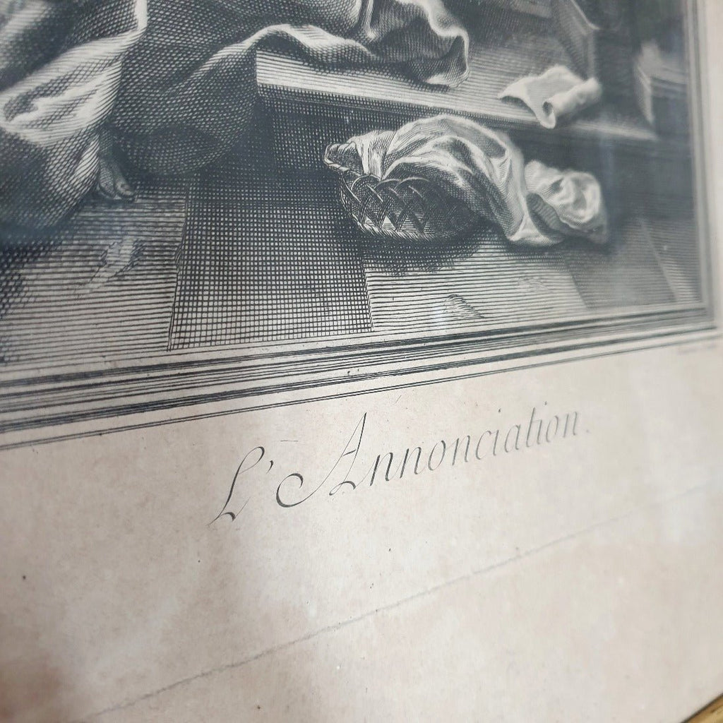 Estampe L'annonciation dans un cadre en bois style Napoléon III - Hello Broc