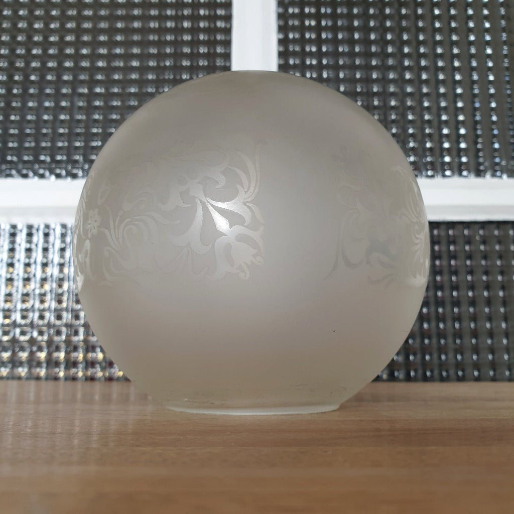 Globe pour luminaire en verre dépoli frise motifs végétaux et fleuris - Hello Broc
